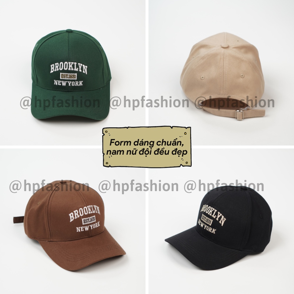 Mũ lưỡi trai ❤️ Nón kết thêu hình chữ Brooklyn 1631 chất kaki cao cấp form unisex nam nữ N80 - Happy Style