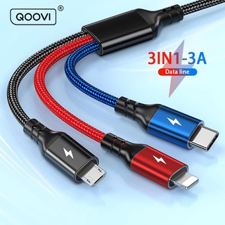 Dây cáp sạc nhanh USB Type C 3 trong 1 QOOVI thích hợp cho điện thoại