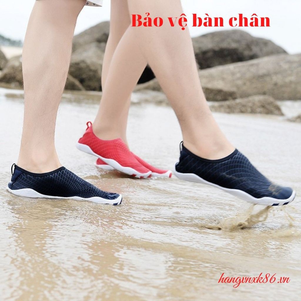 Giày đi bơi, giày đi biển, đế cao su co giãn, siêu ôm, chống trơn trượt, bảo vệ chân màu hồng cam