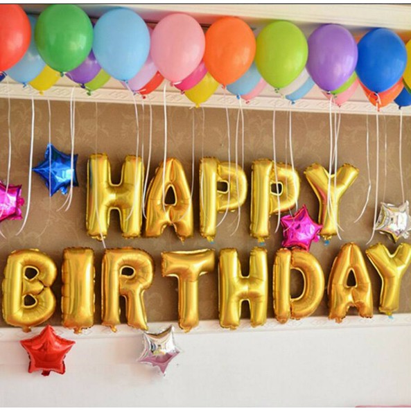 bong bóng chữ happy birthday chữ nhôm cao 40cm trang trí sinh nhật