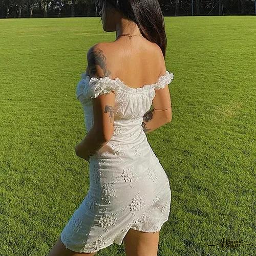Đầm Hoa Cổ Chữ V Trễ Vai