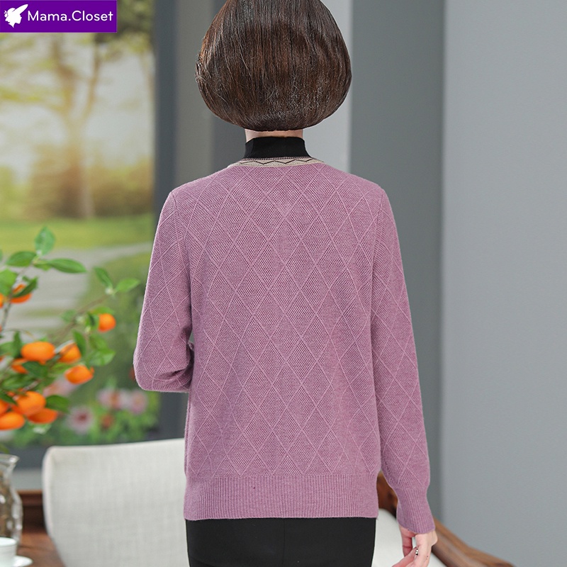 #YY6606 ÁO LEN CỔ TRÒN DÀI TAY ĐÓNG CÚC ĐỒ THU ĐÔNG, QUÀ TẶNG MẸ, CHO NGƯỜI TRUNG NIÊN HÀNG QUẢNG CHÂU MỚI HOT 2021 | BigBuy360 - bigbuy360.vn