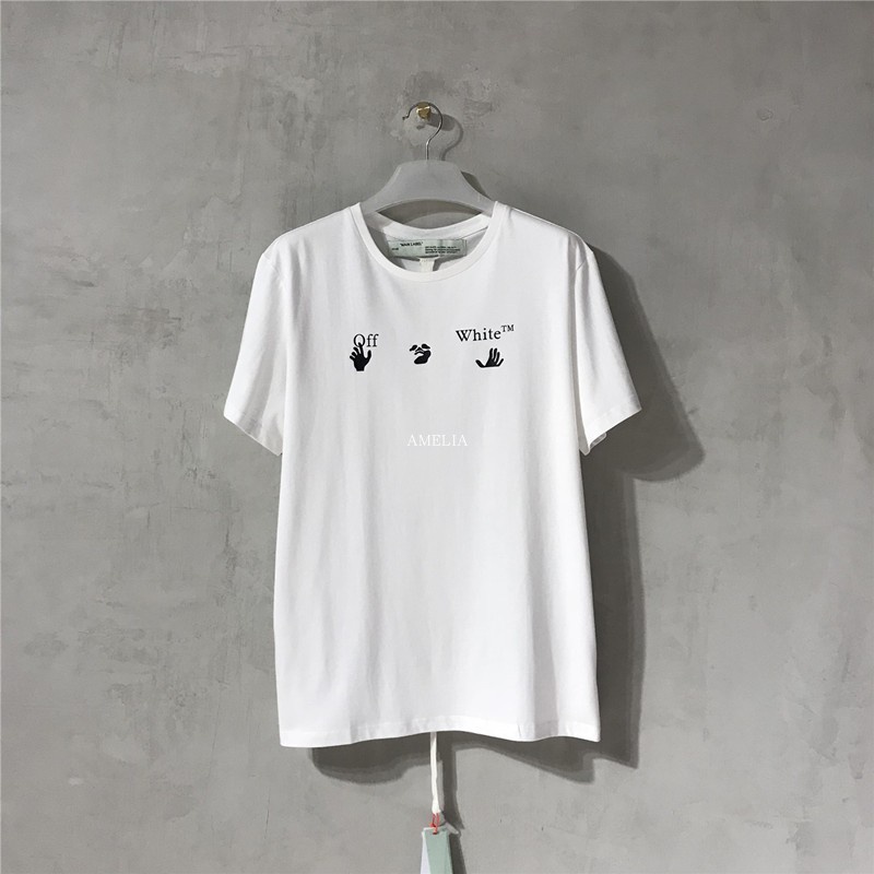 Off White Áo Thun Ngắn Tay Họa Tiết Chữ Độc Đáo Thời Trang