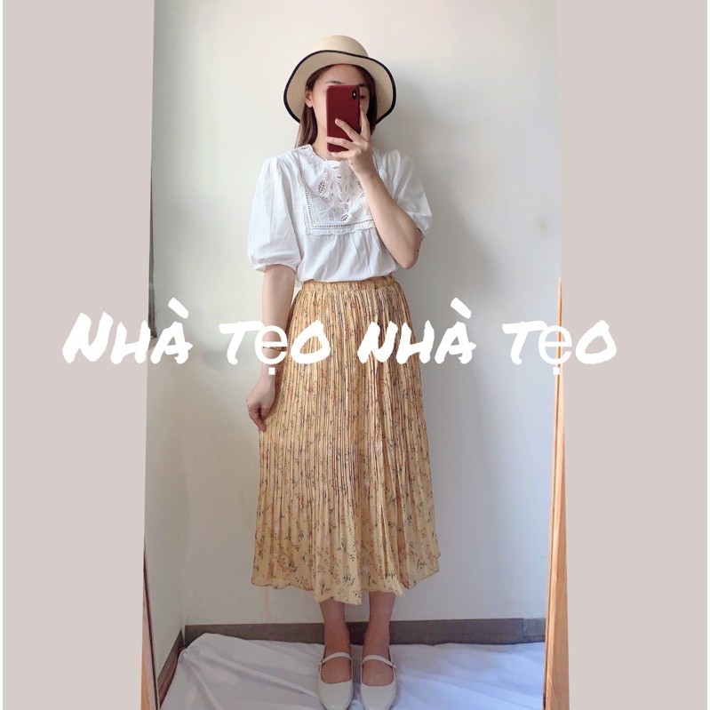 Chân váy hoa nhí vintage dập ly Ulzzang 🌸 Hàng Quảng Châu