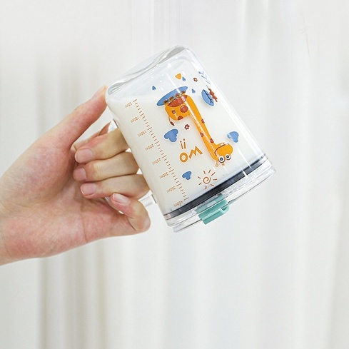 Cốc uống nước kèm ống hút có chia vạch tiện lợi (350ml) loại thủy tinh