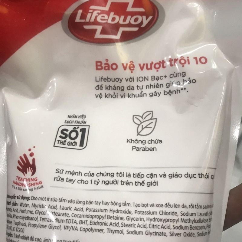 Sữa tắm Lifebuoy bảo vệ vượt trội 10 - dạng túi 850g (833ml)