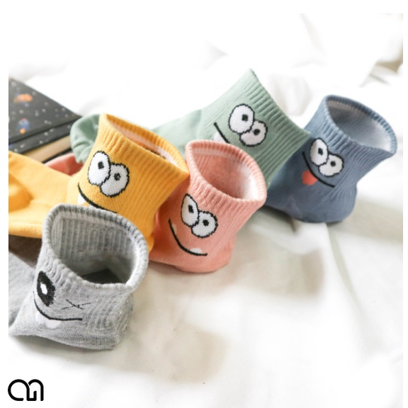 Tất Cổ Ngắn Nữ Thời Trang Hàn Quốc - Vớ Nữ Ngắn Họa Tiết Mặt Cười Ngộ Nghĩnh Phong Cách Unisex