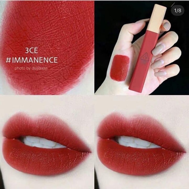 Son kem 3CE Cloud Lip tint màu #Immanence : đỏ trầm lạnh .