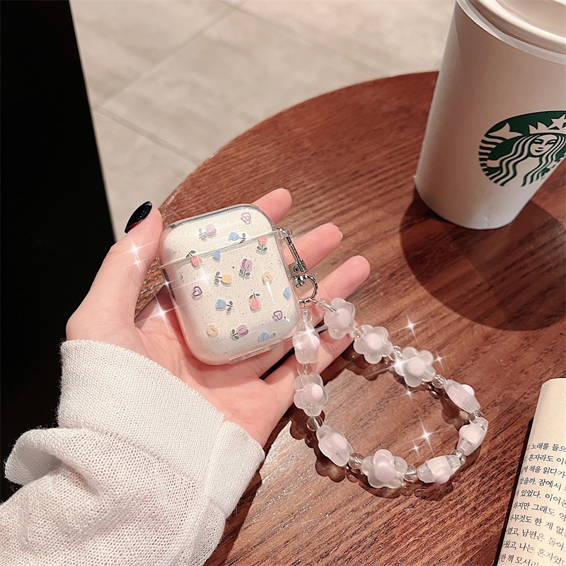 Vỏ Bảo Vệ Hộp Sạc Tai Nghe AirPods 3 AirPods Pro 1/2 Hình Hoa Gắn Dây Đeo Thời Trang