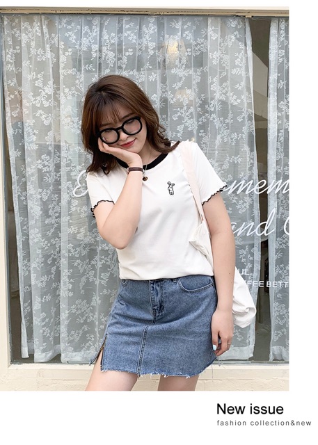 Áo thun big size thêu hình chó tay viền size đại 60-100kg