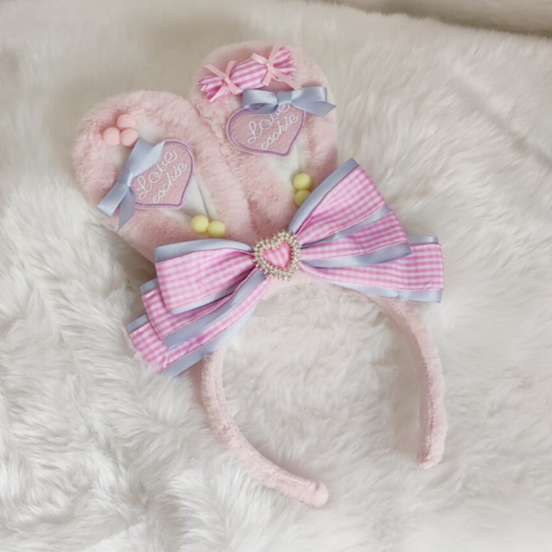 Băng Đô Tai Thỏ Hoạt Hình Thắt Nơ Xinh Xắn Dành Cho Nữ