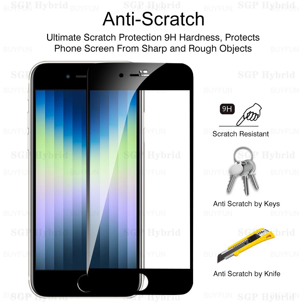 2pcs Full Coverage Screen Glass For iphone SE 2022 Tempered Protective Glass Aphone Aifon SE2022 SE3 3SE S E 2022 Protector Film