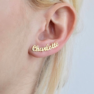 1 Đôi Cá Tính Tùy Chỉnh Tên Bông Tai Dành Cho Nữ Tùy Chỉnh Ban Đầu Cursive Nameplate Bông Tai Quà Tặng Cho Người Bạn Thân Nhất Bé Gái