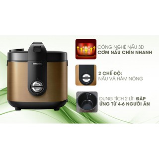 Nồi cơm điện philips 2 lít hd3132/68 vàng