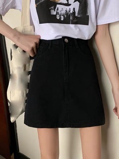 Chân váy bò basic ullzang ( sẵn trắng)