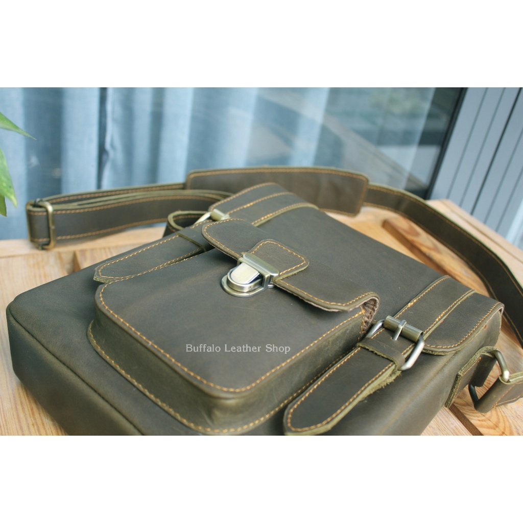 Túi Đeo Chéo Da bò Buffalo Leather BF101 - Da Sáp ngựa điên