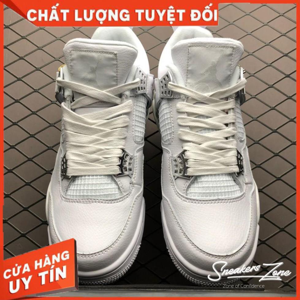 SALEEEE 20% (FREESHIP+HỘP+QUÀ) Video Giày thể thao AIR JORDAN 4 Retro Pure money full trắng siêu đẹp cho nam và nữ