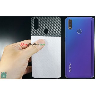 Skin Dán Mặt Sau Lưng Vân 3D Realme 3 - Realme 3 Pro - Carbon, Hình hộp, nhám, Vân Da