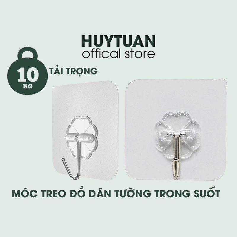 Móc dính treo tường, móc treo quần áo dán tường chịu lực trong suốt