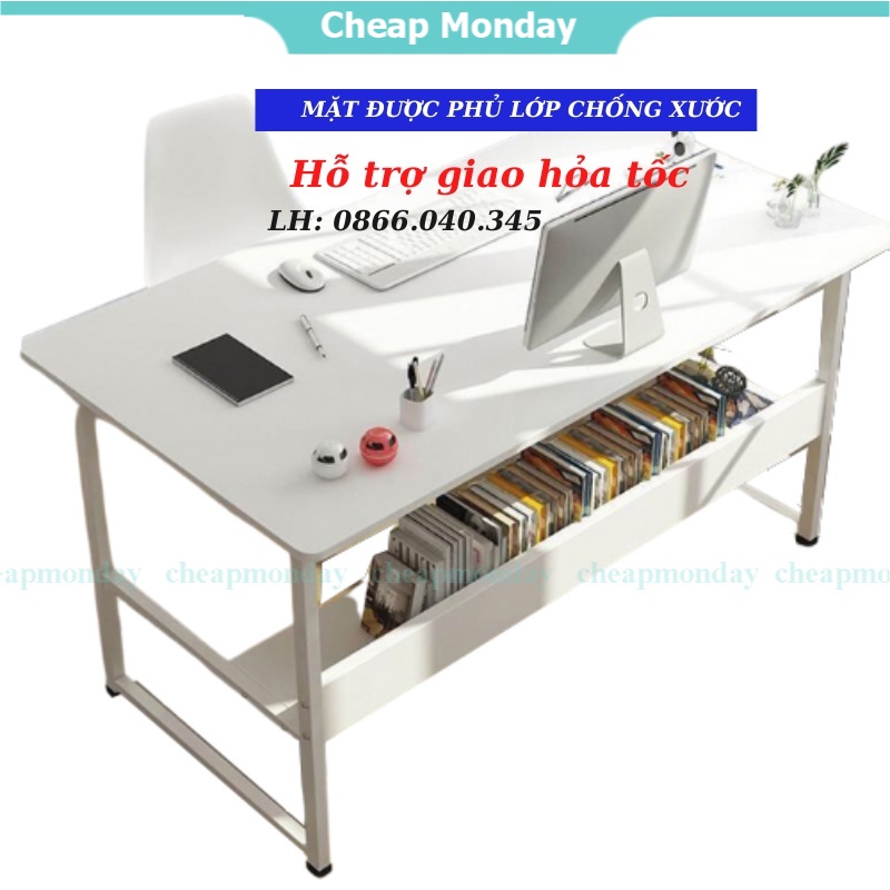 Bàn làm việc học tập chữ U, bàn để máy tính chân sắt sơn tĩnh điện mặt gỗ mdf cao cấp giá xưởng nhiều kích thước