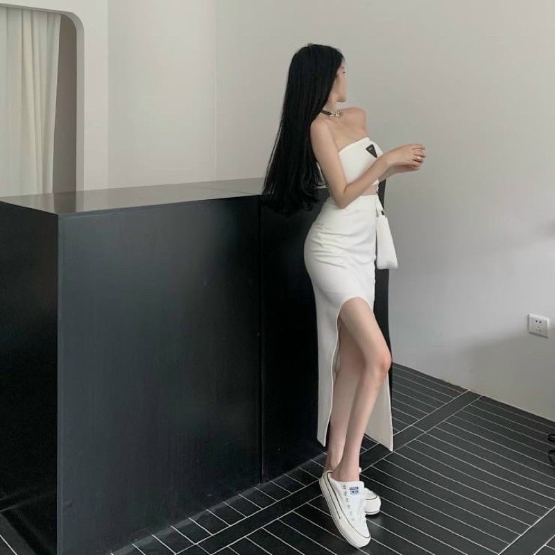 set áo ống váy xẻ cho nàng mê sexy