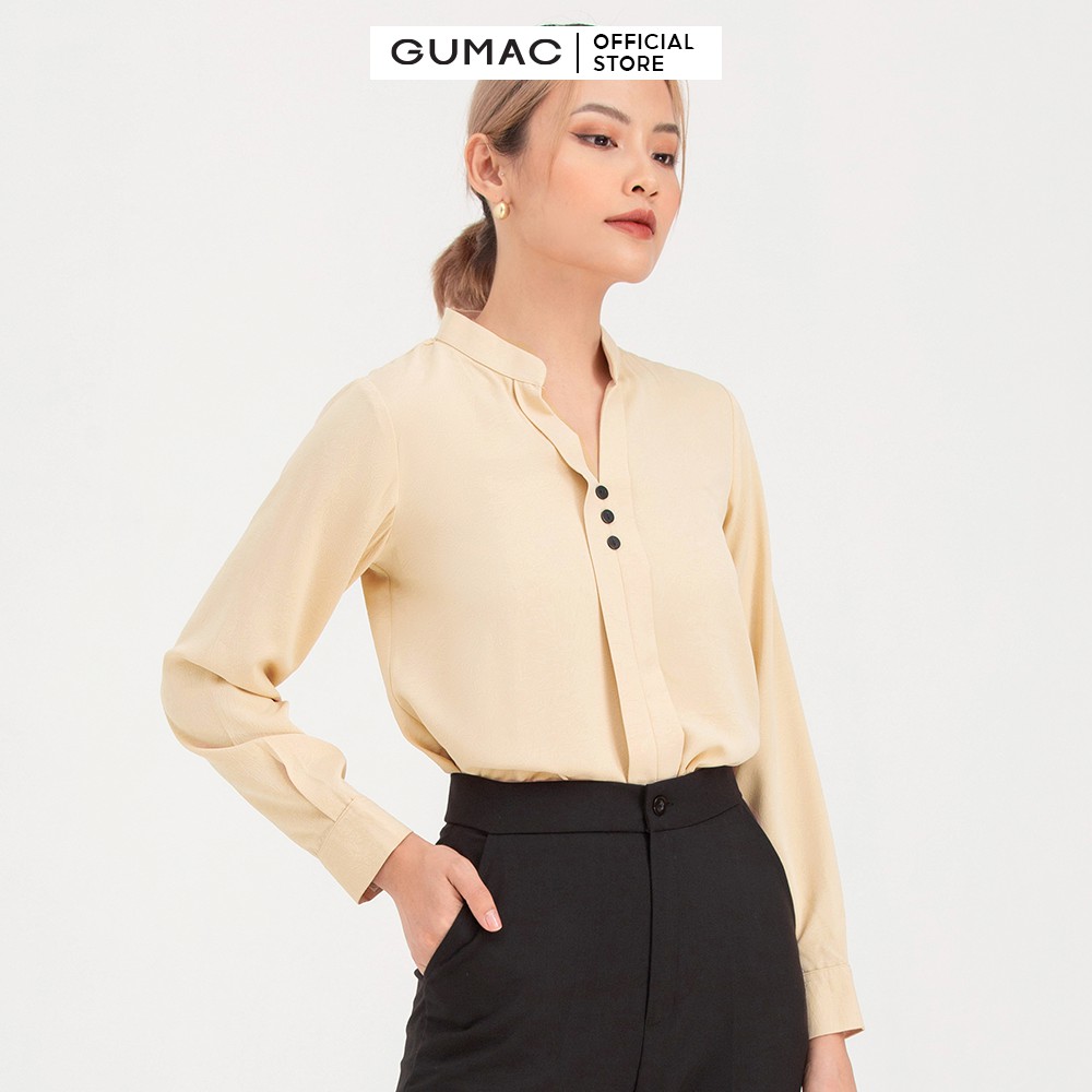 [Mã WABRGM11 giảm 10% đơn 250K] Áo sơ mi nữ thiết kế 3 nút cách điệu GUMAC AB707 | BigBuy360 - bigbuy360.vn