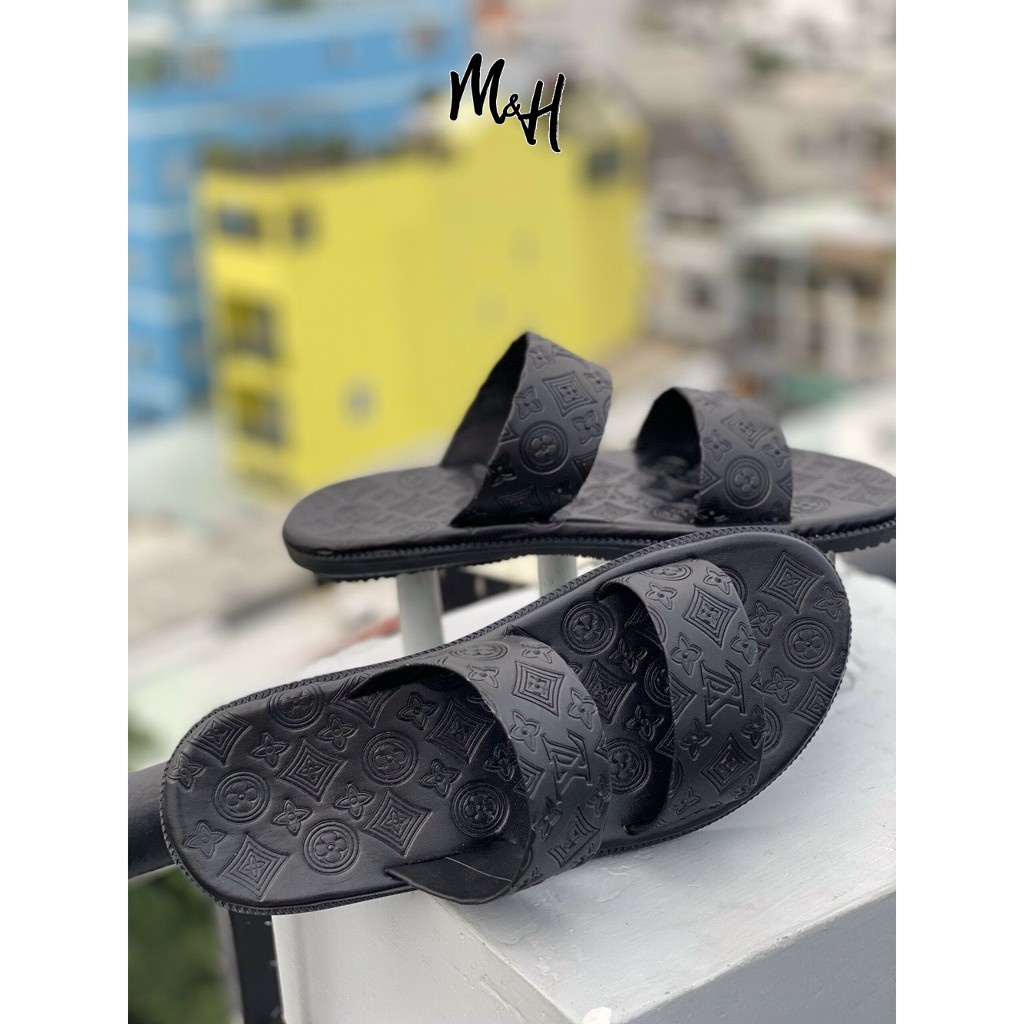 Dép Da PU LV Nam, Nữ, Unisex Quai Đôi Thiết Kế Cao Cấp, Êm Chân & Siêu Chất Lượng