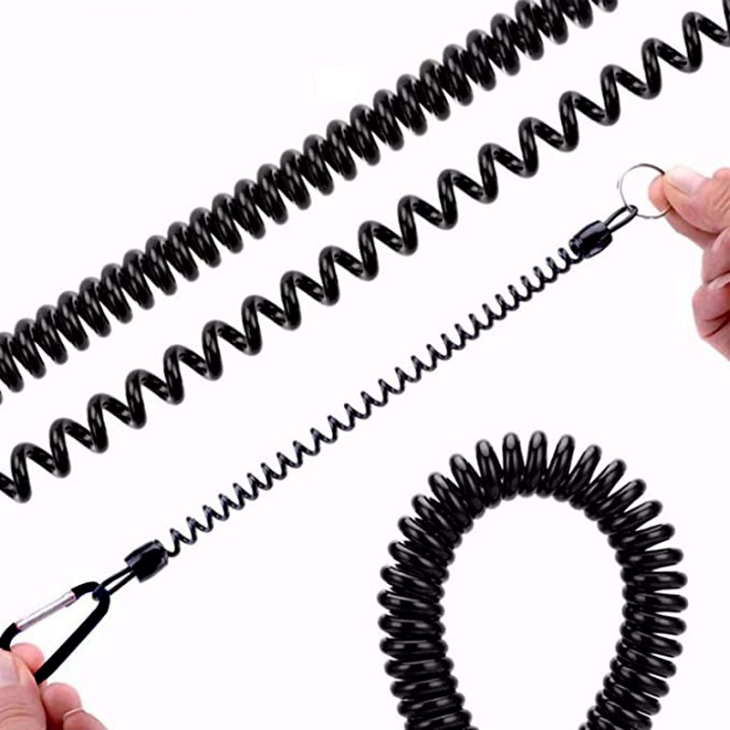 Dây Lò Xo Khóa Chống Thất Lạc Đa Năng Độ Co Giãn Cao Bằng Hợp Kim Nhôm Màu Đen Chống Nước Cho Cần Câu Cá Ngoài Trời