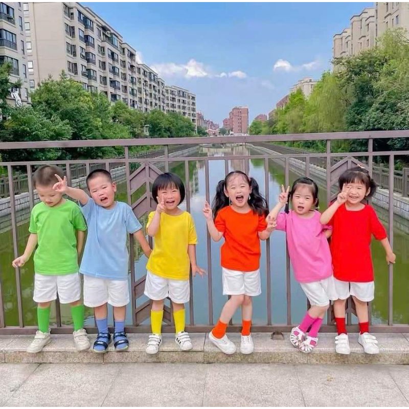 Áo thun trơn thời trang nhiều màu thun cotton mềm mịn cho bé trai, bé gái