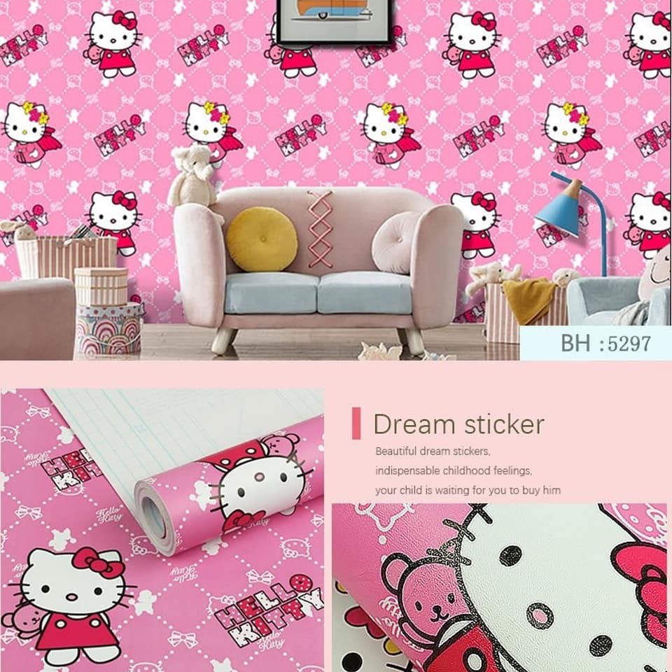 Sticker Dán Tường Hình Hello Kitty Đôi Cánh