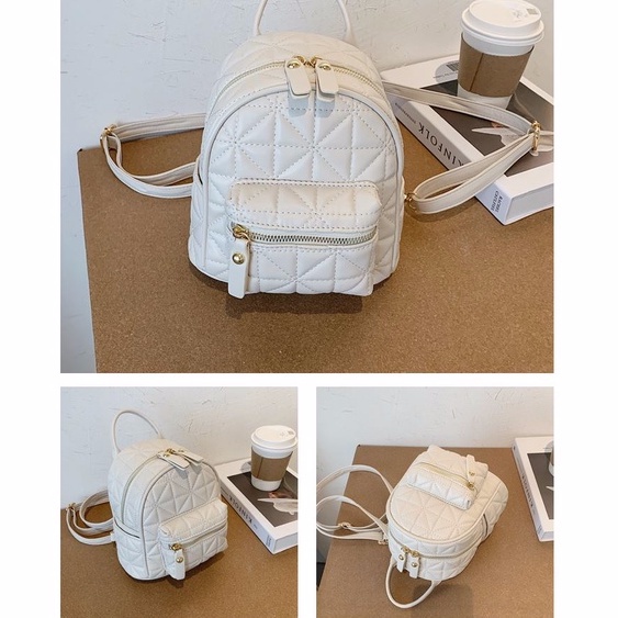 Balo nữ thời trang, balo mini ô trám da mềm siêu hot TBB28