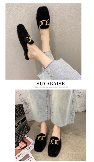 Sục lông dây xích phong cách Ulzzang đế bệt