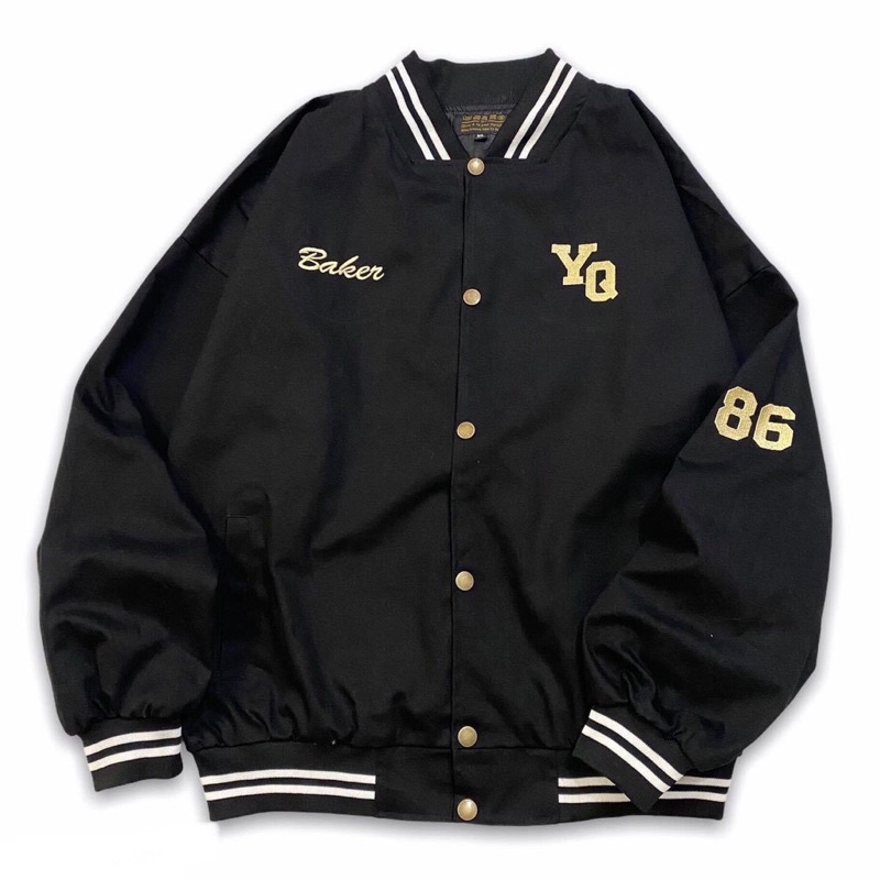 Áo Khoác Bomber Unisex, Áo Bomber backer YO-86 thêu chữ và số, chất kaki 2 lớp dày dặn, mã S190