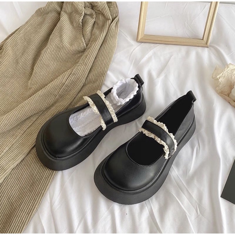 Giày búp bê có quai đế cao Mary Jane vintage Yannie Lolita