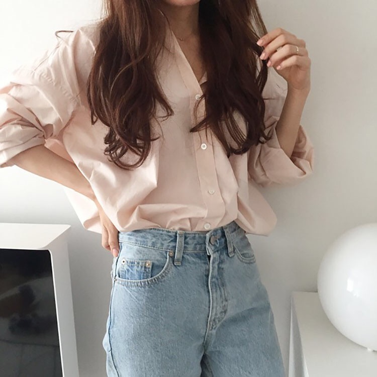 Áo Sơ Mi Tay Dài Dáng Rộng Kiểu Retro Thời Trang Mùa Thu Cho Nữ