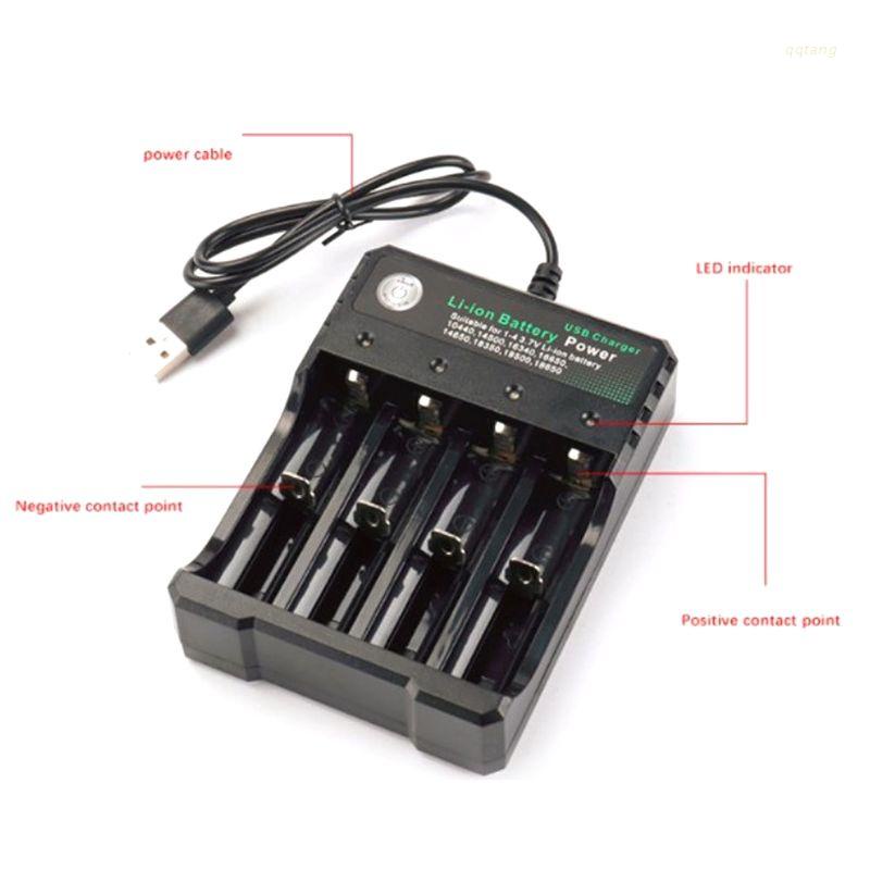 QQ Bộ sạc pin Li-ion 4 ngăn 3.7V 18650 18350 16340 14500 giao diện USB