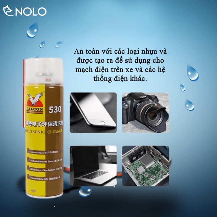 Chai Xịt Vệ Sinh Làm Sạch Bo Mạch Điện Màn Hình Điện Tử Falcon M530 Dung Tích 550ml Tặng Kèm Ống Xịt Dài