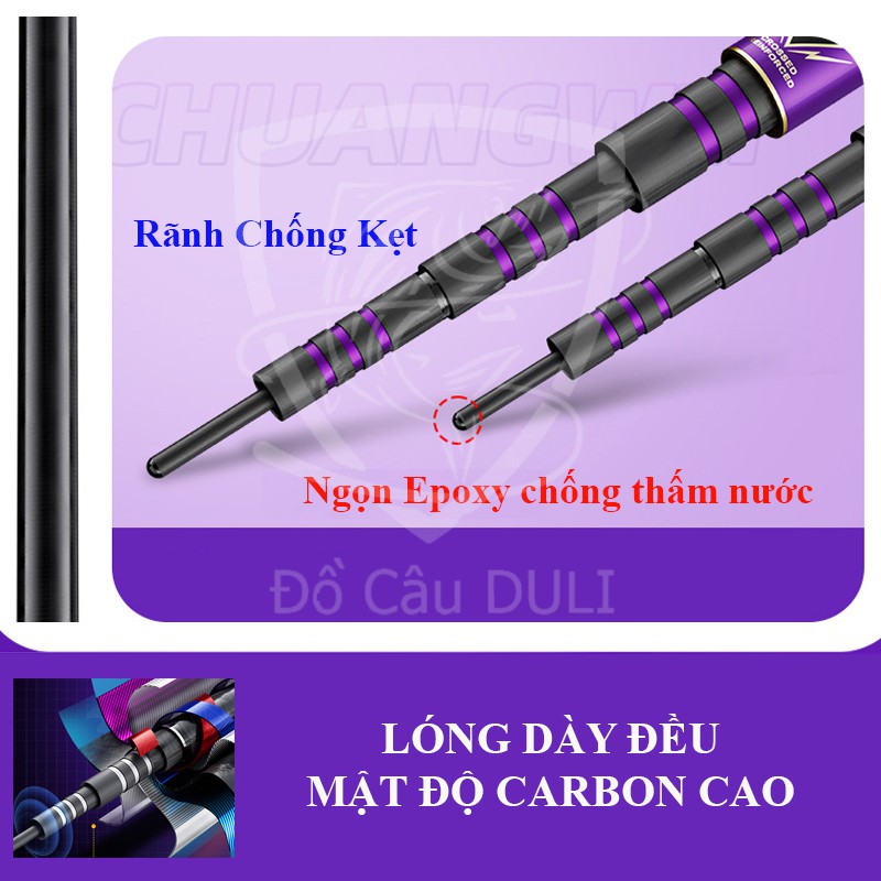 [TẶNG THÊM ĐỌT PHỤ ] Cần Câu Tay Chuangwei Táo Quân câu đài, câu đơn 5H mềm phân bố lực 28 Nội địa Trung Quốc CC-4