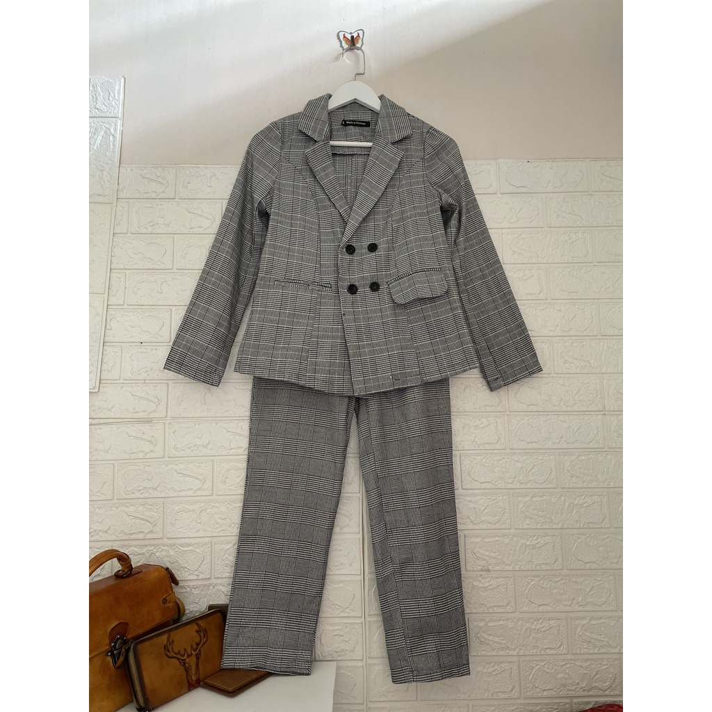 Set vest caro quần dài