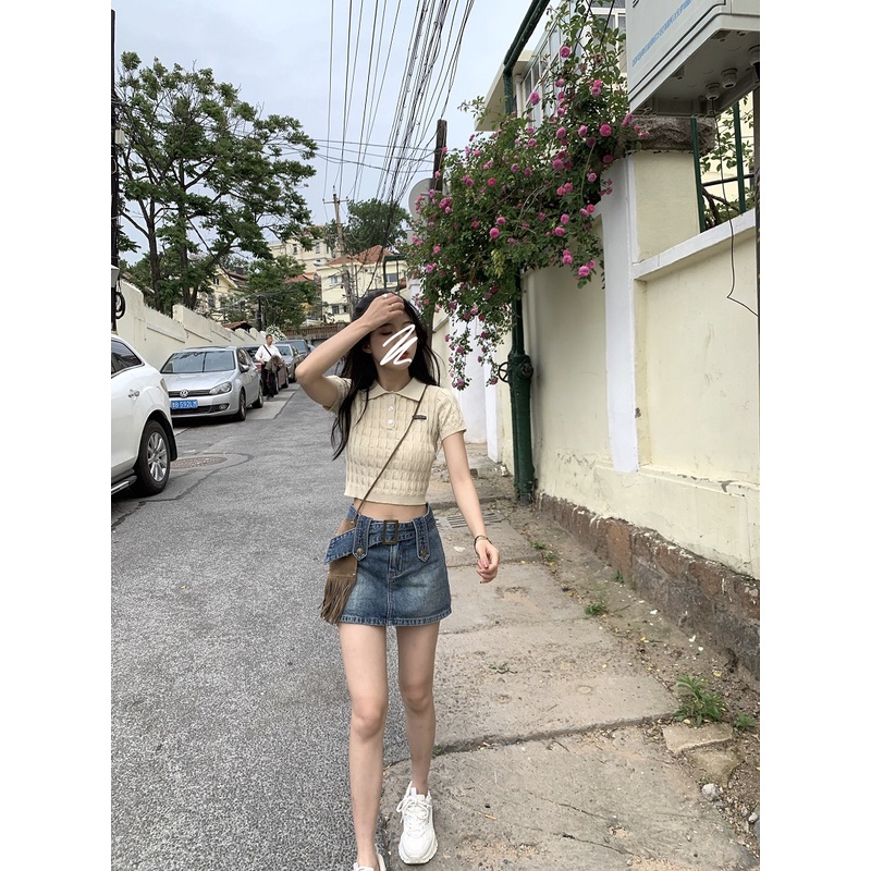 Áo thun COZOKC tay ngắn dáng ngắn ngọt ngào thời trang