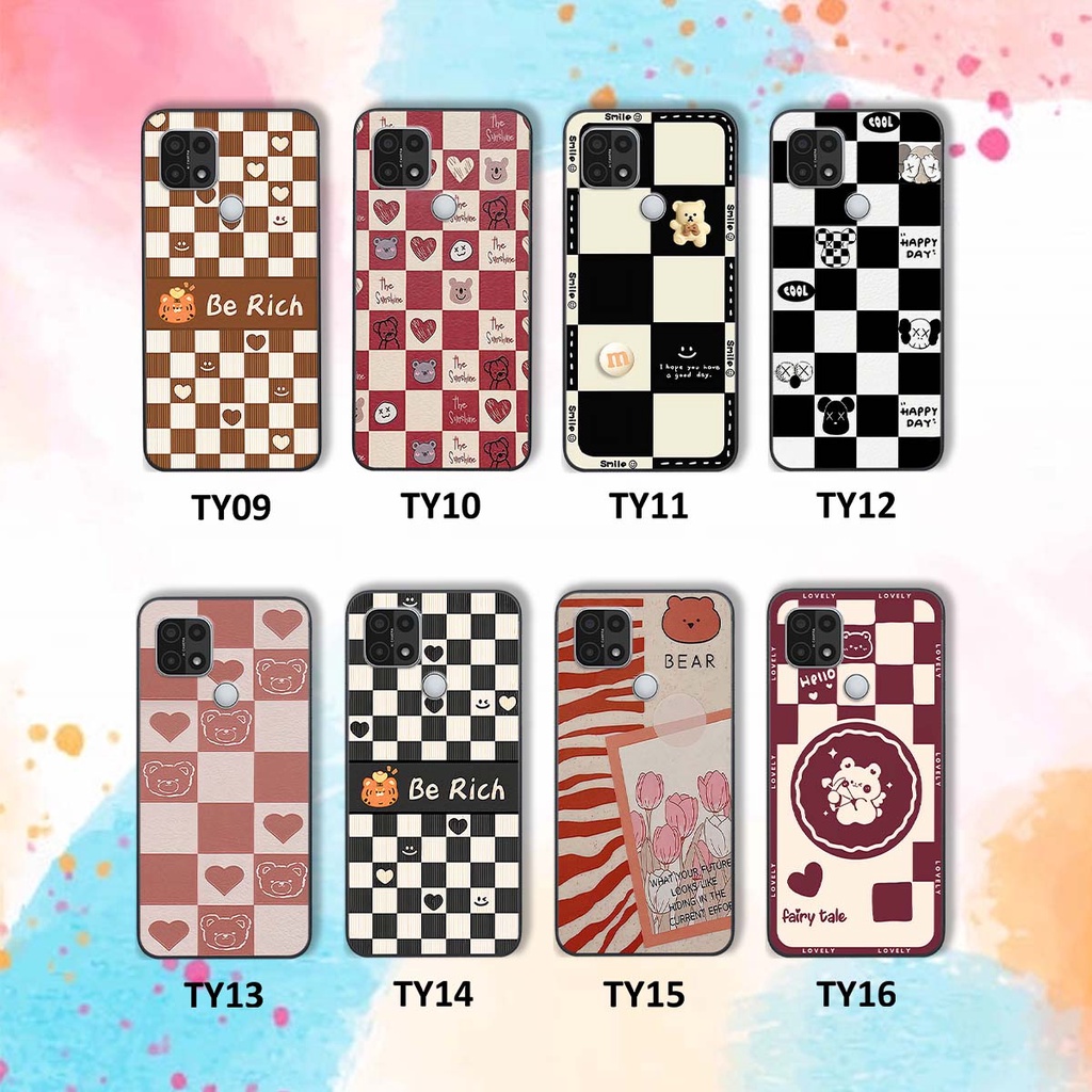 Ốp Oppo A15 / A15s gấu Bear rick caro vuông thời trang siêu đẹp