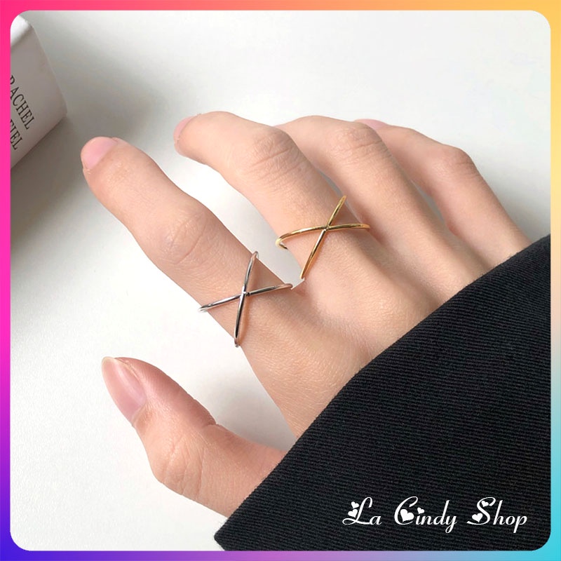 Nhẫn Vintage hình chữ X đẹp thanh mảnh thời trang Hàn Quốc dễ thương LaCindy NH05 hợp kim cao cấp