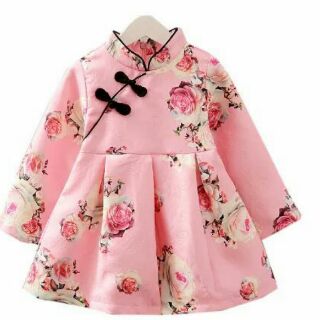 Váy gấm diện tết bé gái 2 màu