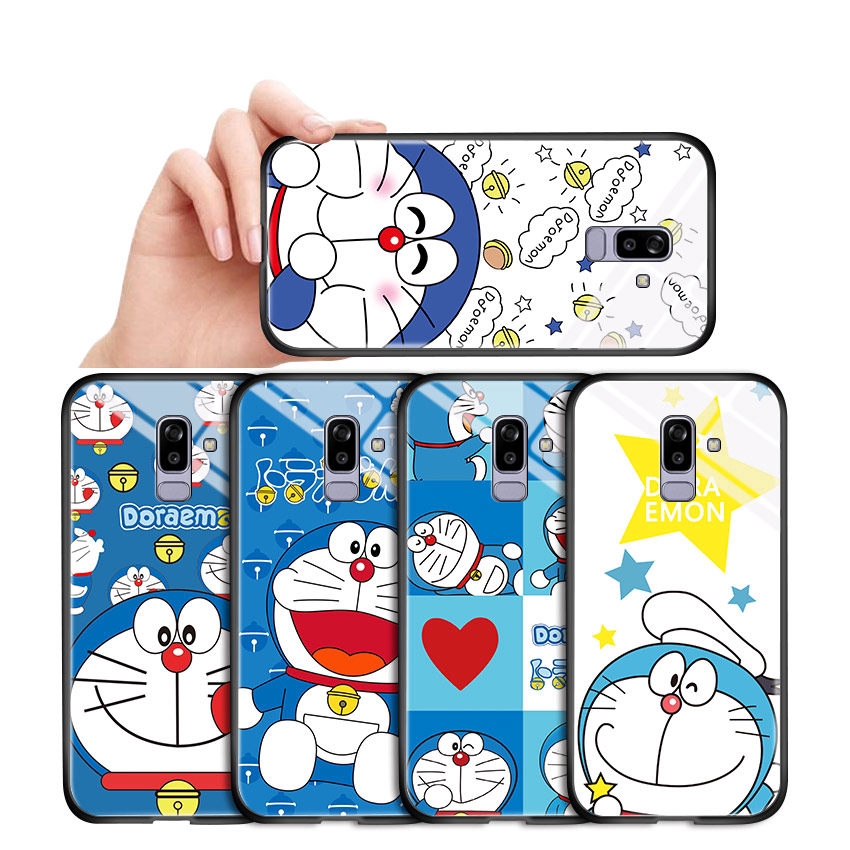 Ốp điện thoại mặt kính cường lực hình Doraemon cho SAMSUNG GALAXY J5 J6+ 2015 2016 2017 J6+ 2018 PRO PRIME J5008 J5009 J600 Casing