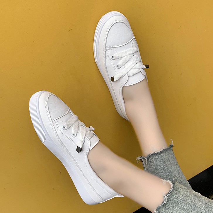 Giày thể thao nữ đế bằng giá rẻ giày sneaker nữ trắng slipon ulzzang cao cấp hot trend AZUKA - E2