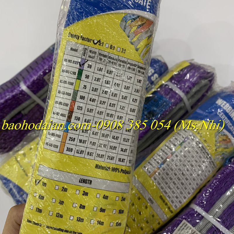 Dây cẩu hàng cáp vải bản 25mm thể trọng cẩu 1 tấn - chính hãng Usafety