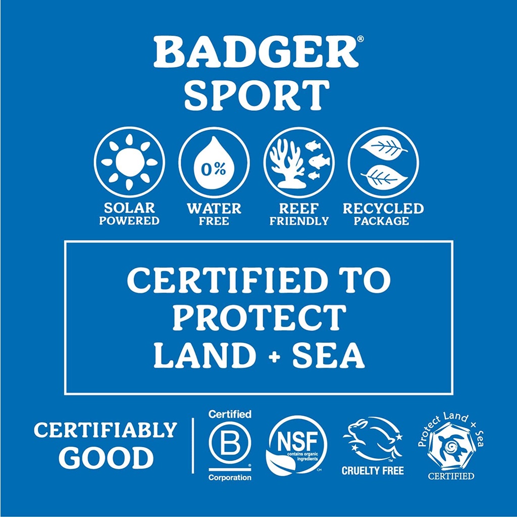 Kem chống nắng vật lý thể thao BADGER Sport Clear SPF 40 - kháng nước mạnh, bảo vệ phổ rộng an toàn san hô - 87mL