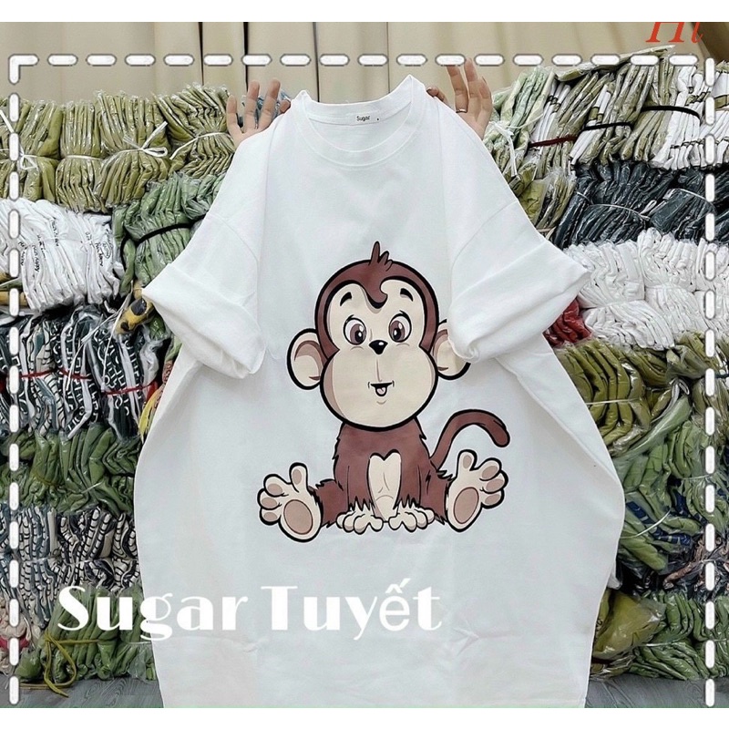 Áo thun in 5d hình khỉ chất cotton mịn