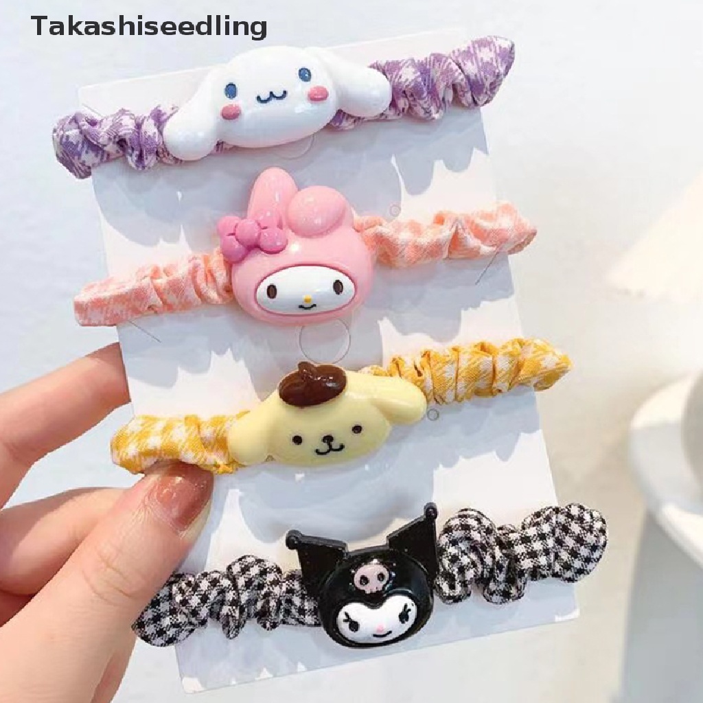 (Takashiseedling) Dây Cột Tóc Đuôi Ngựa Cỡ Lớn Màu Kẹo Ngọt Hoạt Hình Cinnamon Dog Lattic Girl Mùa Hè