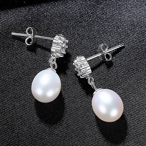 Bông tai bạc nữ 925 đính ngọc trai thật tự nhiên mạ vàng 18k mặt hoa đính đá sang trọng - B2548 - Bảo Ngọc Jewelry